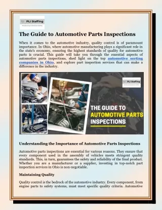The Guide to Automotive Parts Inspections