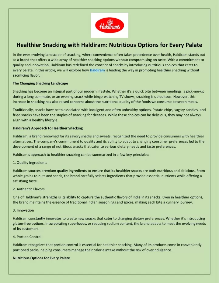 healthier snacking with haldiram nutritious