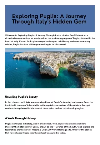 Exploring Puglia: A Journey Through Italy's Hidden Gem