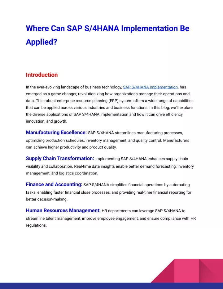 where can sap s 4hana implementation be