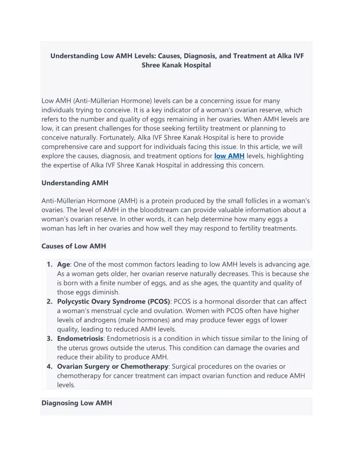 understanding low amh levels causes diagnosis