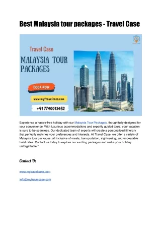Best Malaysia tour packages - Travel Case