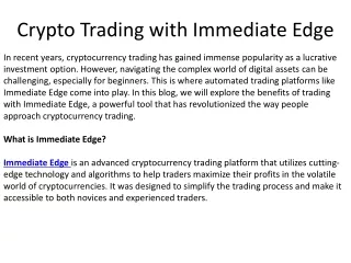 crypto trading with immediate edge