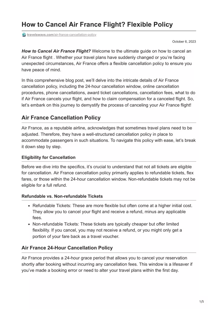 how to cancel air france flight flexible policy