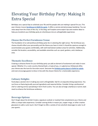 Elevating Your Birthday Party Making It Extra Special