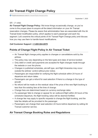 Air Transat Flight Change Policy