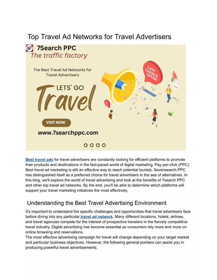 top travel ad networks for travel advertisers