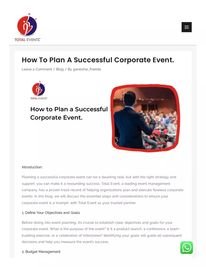 how to plan a successful corporate event