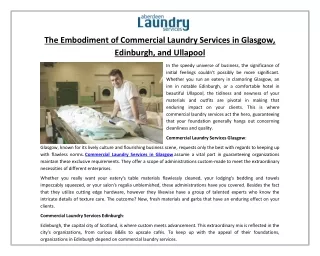 The Embodiment of Commercial Laundry Services in Glasgow, and Edinburgh