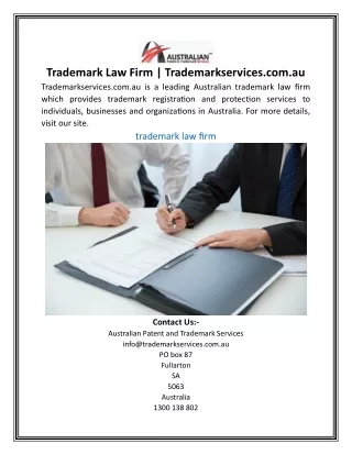 Trademark Law Firm | Trademarkservices.com.au