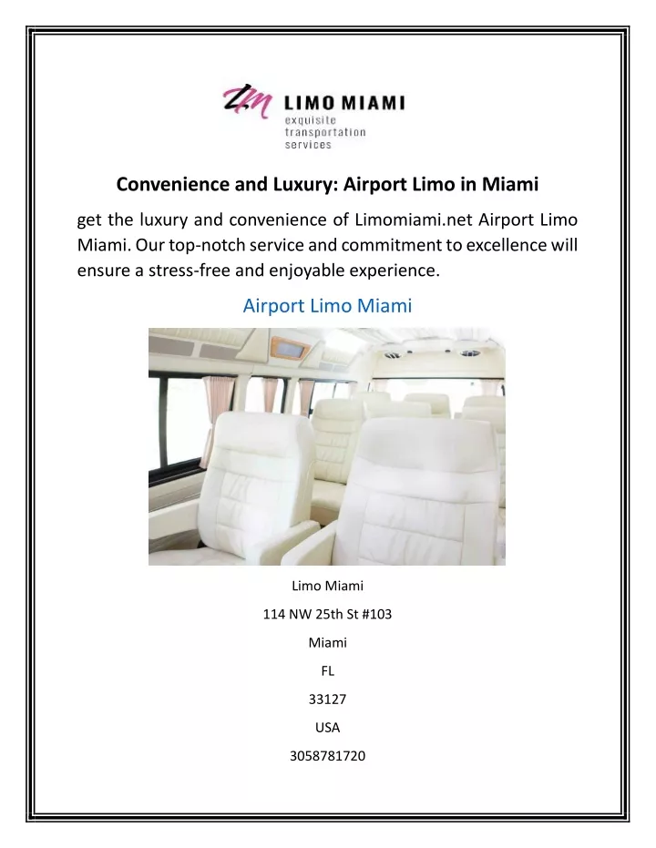 convenience and luxury airport limo in miami