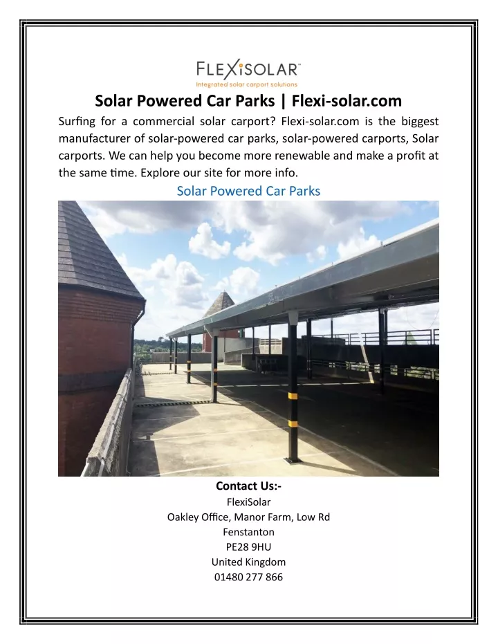 solar powered car parks flexi solar com surfing