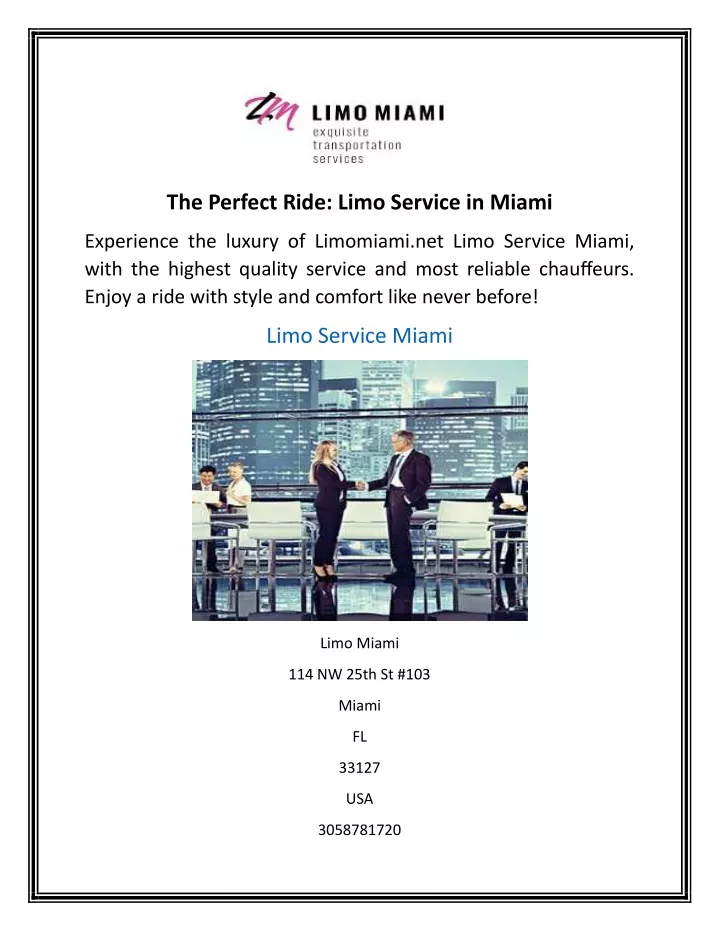 the perfect ride limo service in miami