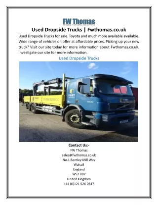 Used Dropside Trucks | Fwthomas.co.uk