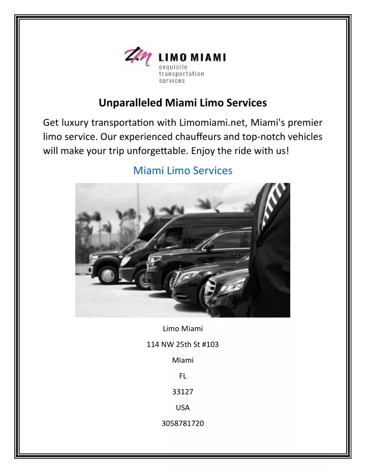 unparalleled miami limo services