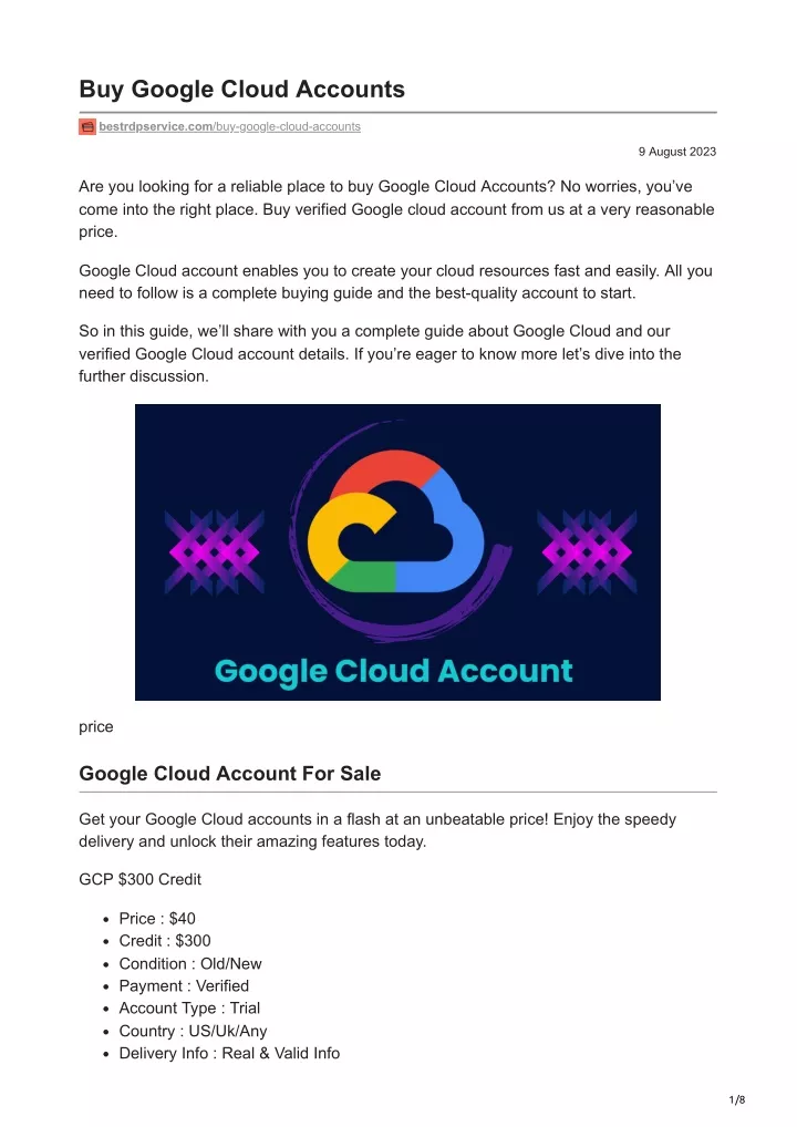 buy google cloud accounts