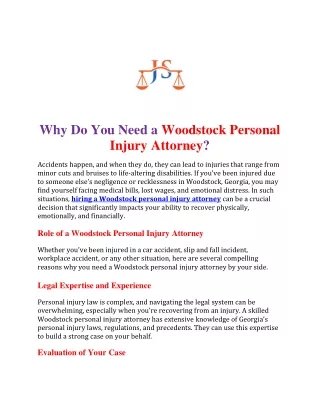 Why Do You Need a Woodstock Personal Injury Attorney