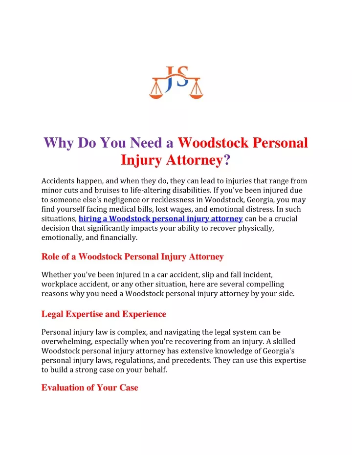 why do you need a woodstock personal injury