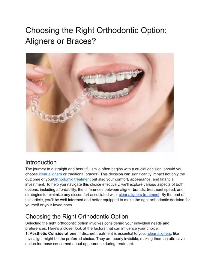 choosing the right orthodontic option aligners