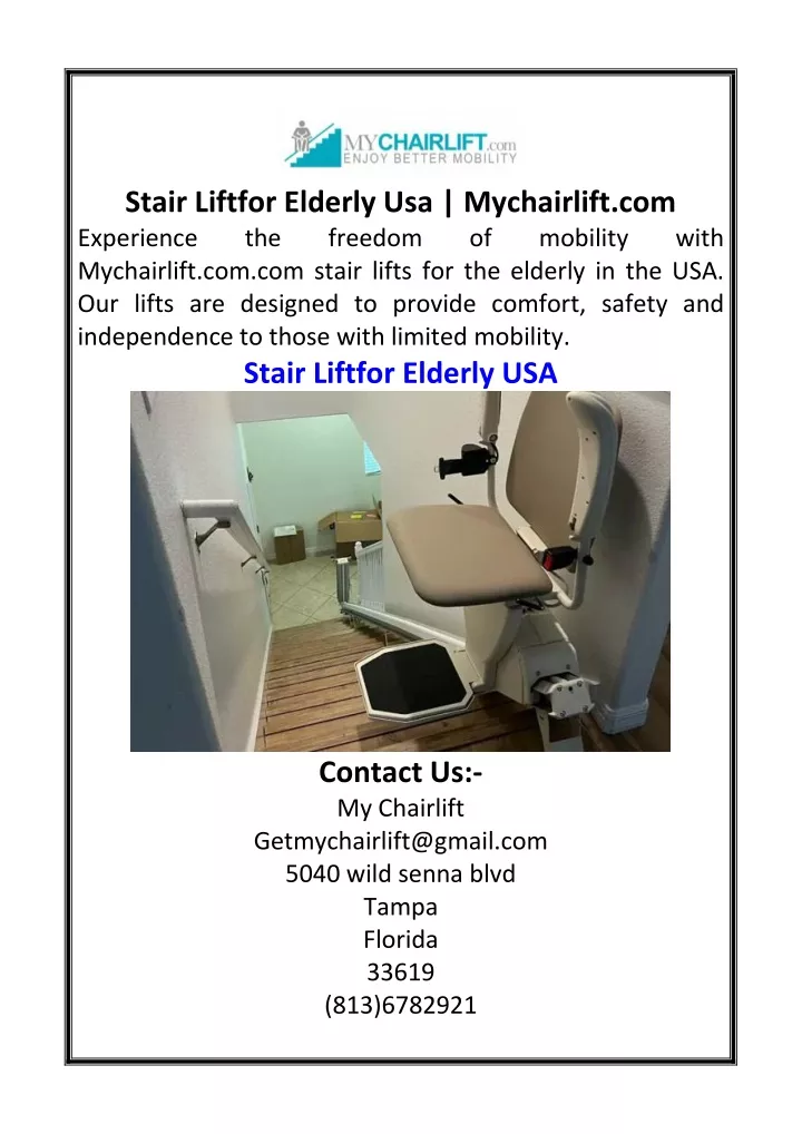 stair liftfor elderly usa mychairlift