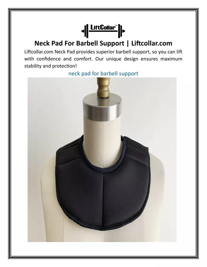 neck pad for barbell support liftcollar