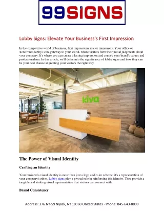 Lobby Signs Elevate Your Business's First Impression