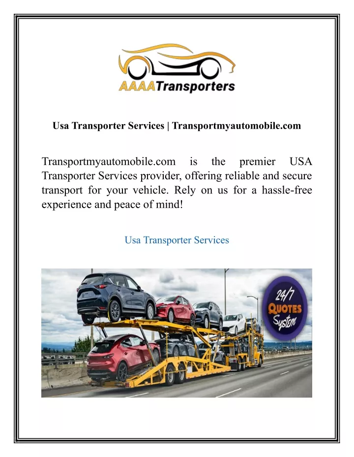 usa transporter services transportmyautomobile com
