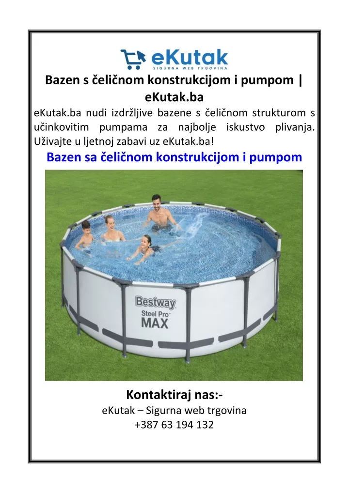 bazen s eli nom konstrukcijom i pumpom ekutak