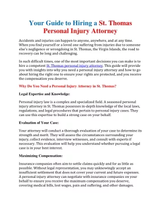 Your Guide to Hiring a St. Thomas Personal Injury Attorney