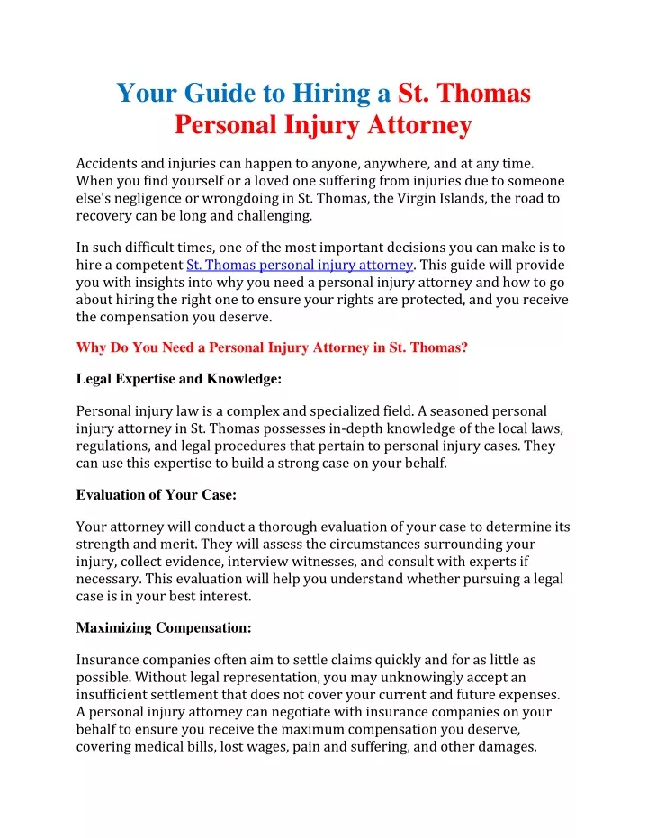 your guide to hiring a st thomas personal injury