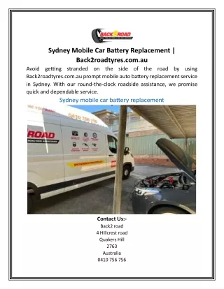 Sydney Mobile Car Battery Replacement | Back2roadtyres.com.au