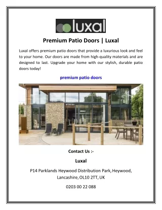 Premium Patio Doors   Luxal