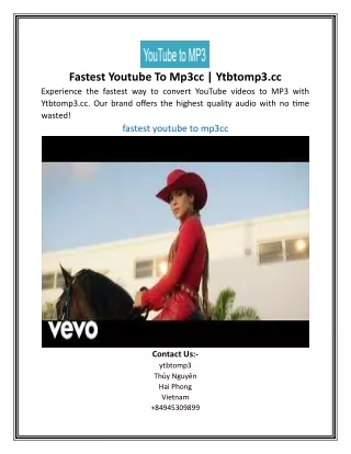 Fastest Youtube To Mp3cc | Ytbtomp3.cc
