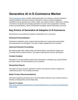 Generative AI in E-Commerce Market