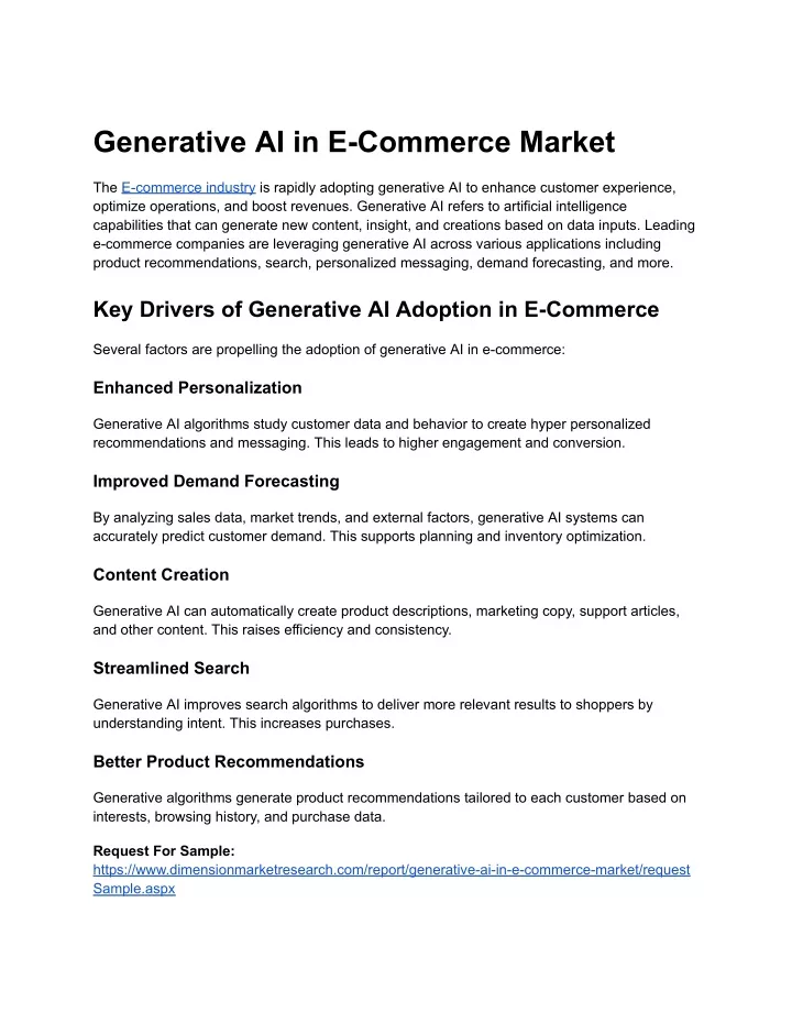 generative ai in e commerce market