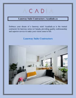 Laneway Suite Contractors  Acadiadc.ca