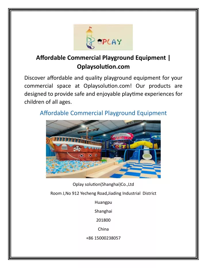 affordable commercial playground equipment