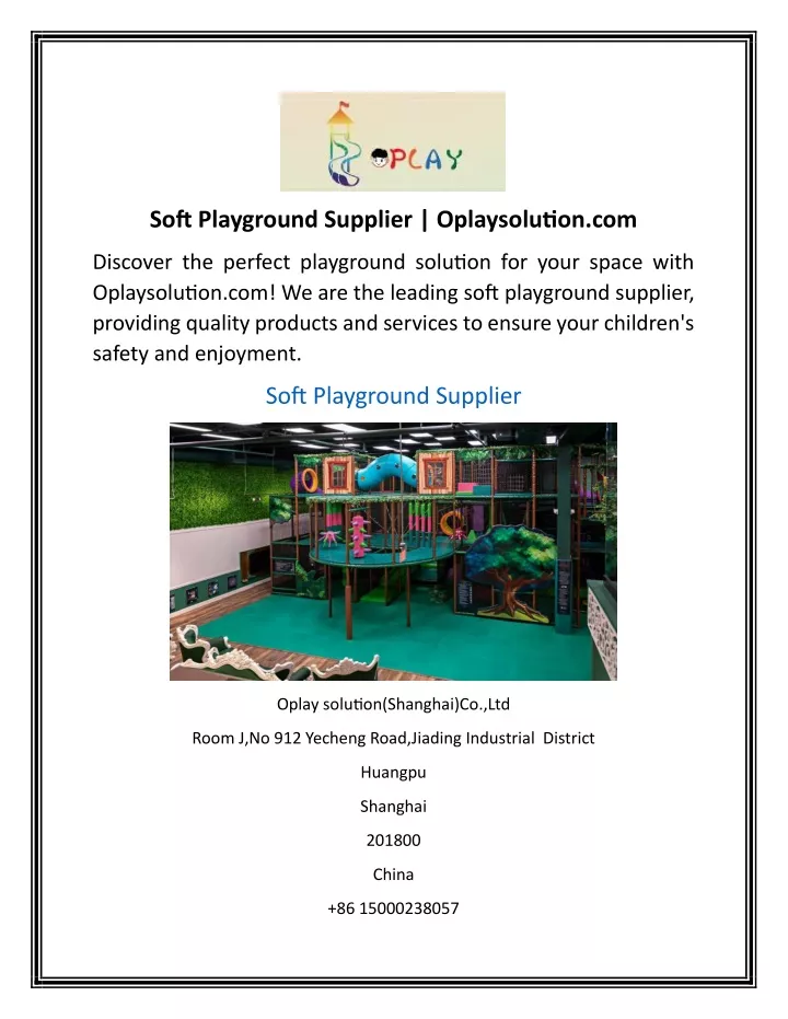 soft playground supplier oplaysolution com