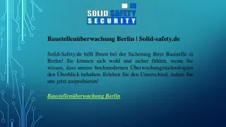 Baustellenüberwachung Berlin  Solid-safety.de