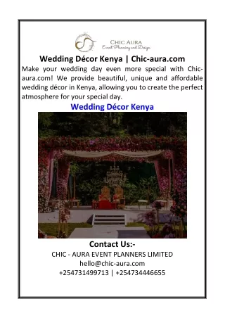 Wedding Décor Kenya  Chic-aura.com