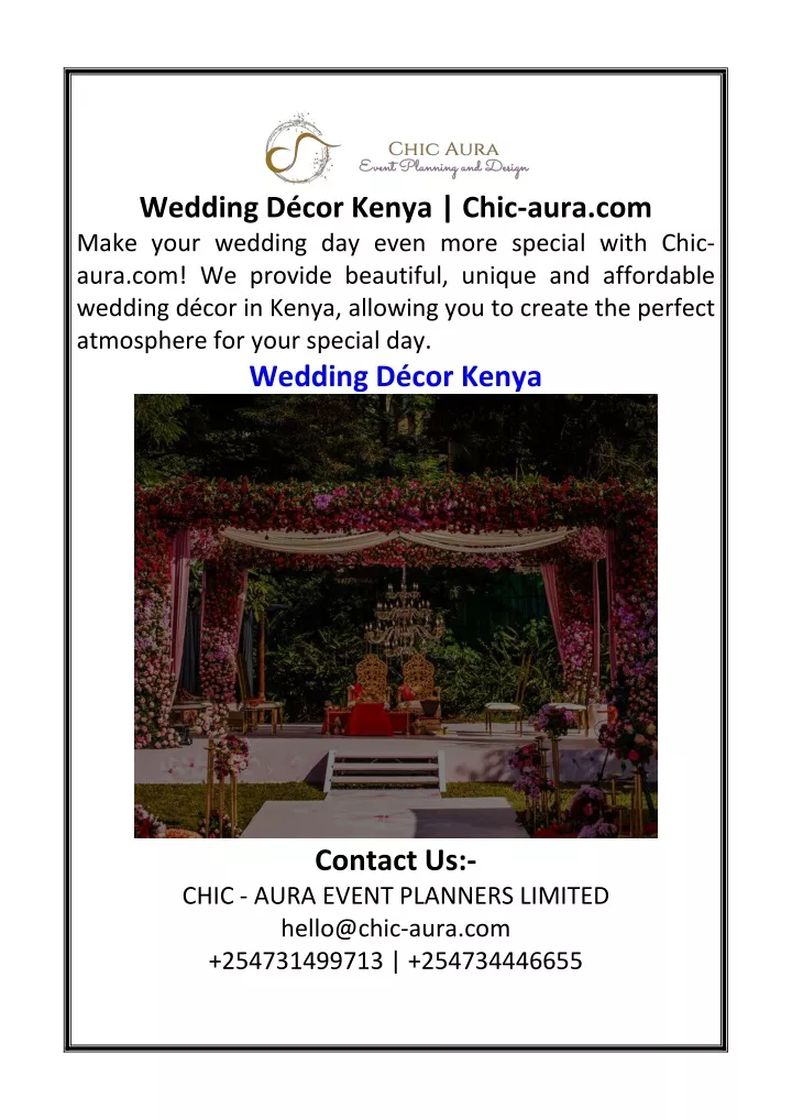 wedding d cor kenya chic aura com make your