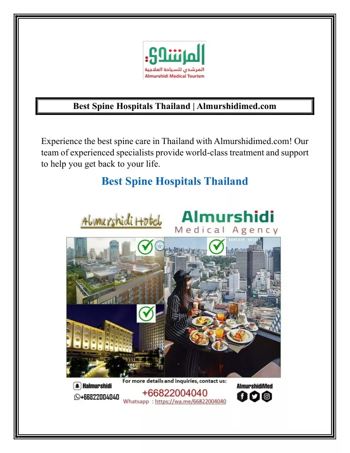best spine hospitals thailand almurshidimed com