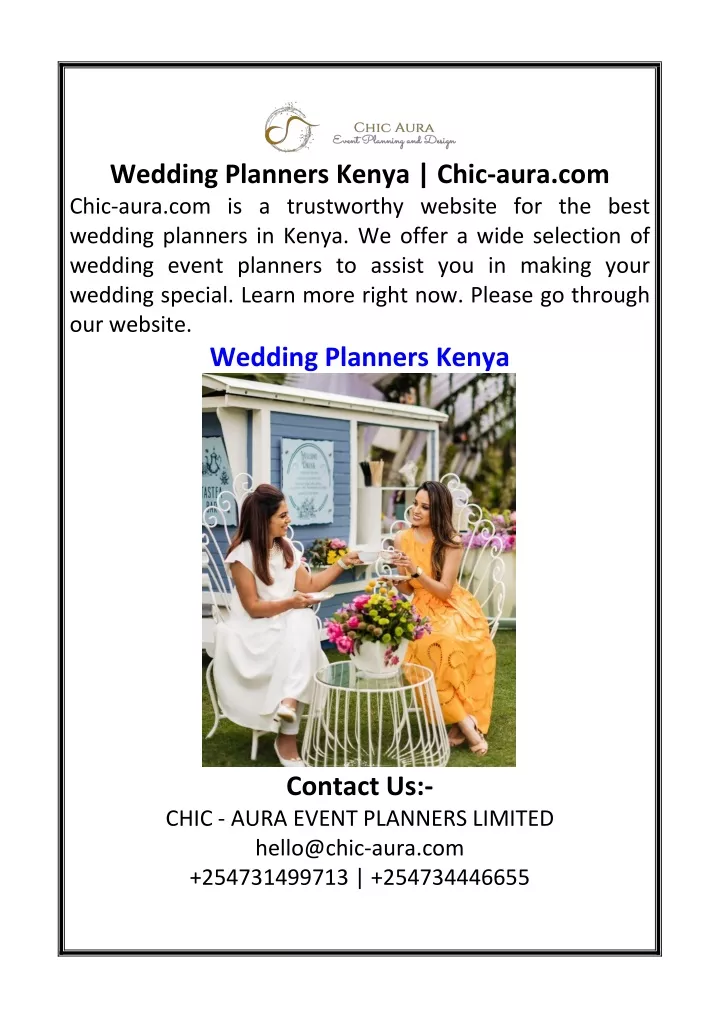 wedding planners kenya chic aura com chic aura