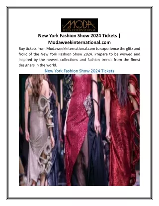 New York Fashion Show 2024 Tickets | Modaweekinternational.com