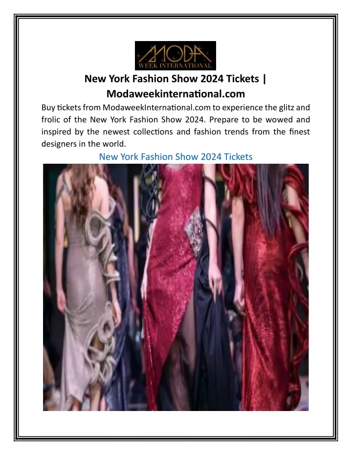 PPT New York Fashion Show 2024 Tickets