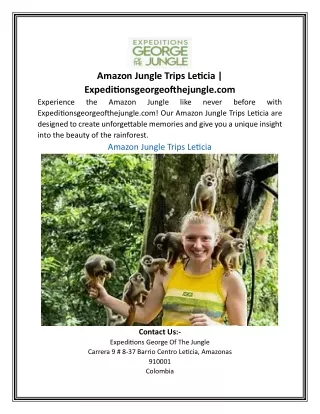 Amazon Jungle Trips Leticia | Expeditionsgeorgeofthejungle.com
