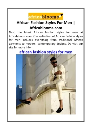 African Fashion Styles For Men  Africablooms.com