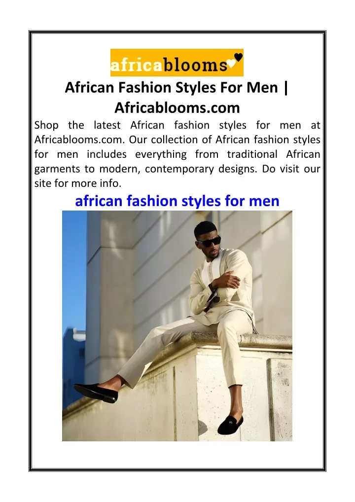 PPT - African Fashion Styles For Men Africablooms.com PowerPoint ...