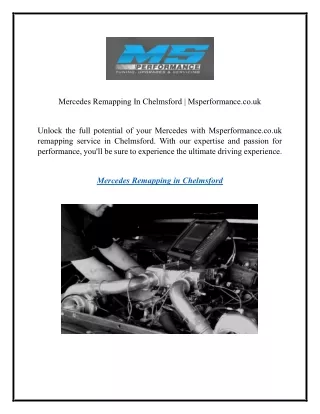 Mercedes Remapping In Chelmsford   Msperformance.co.uk