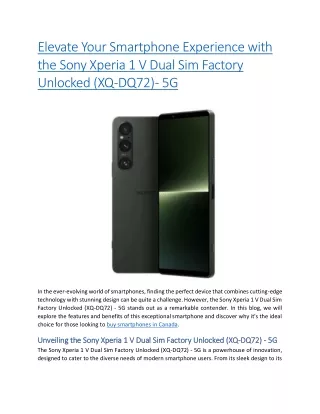 elevate your smartphone experience with the sony